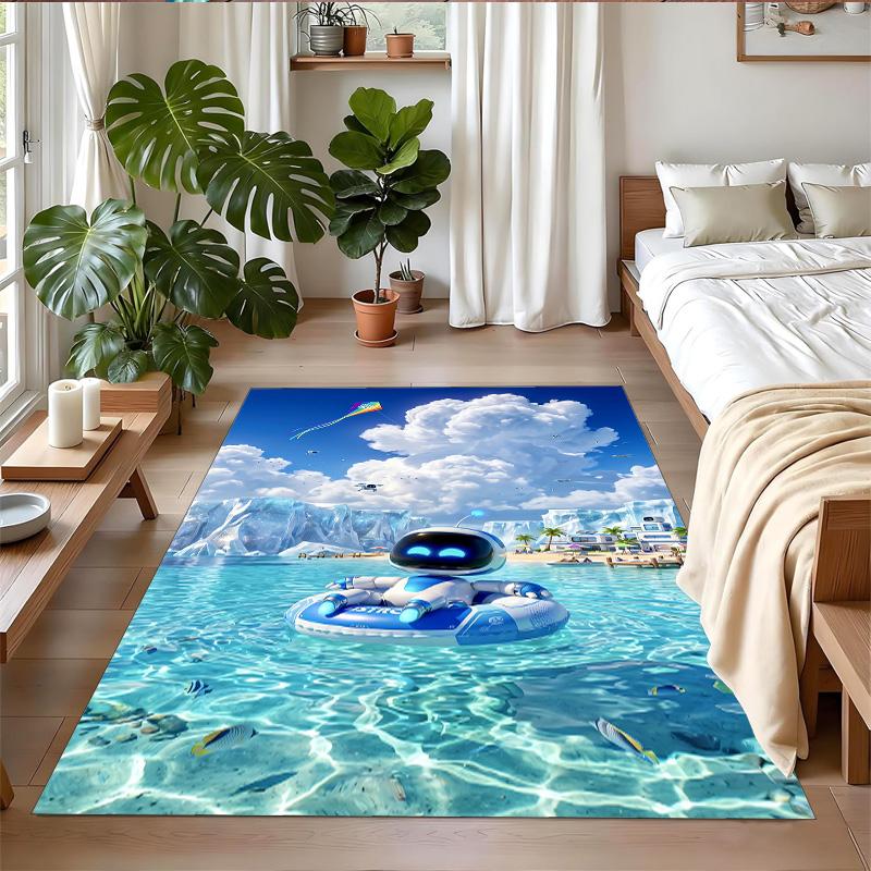 Tappeto Antiscivolo in Velluto di Cristallo, Tappeto con Design Astro Bot per Interni, Soggiorno, Camera da Letto, Decorazione per la Casa