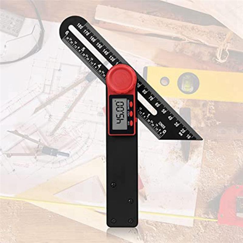 AD23-Digital Angle Gauge T Type Bevel Gauge And Protractor 180Mm/360° LCD Display For Woodworking Metalworking Construction