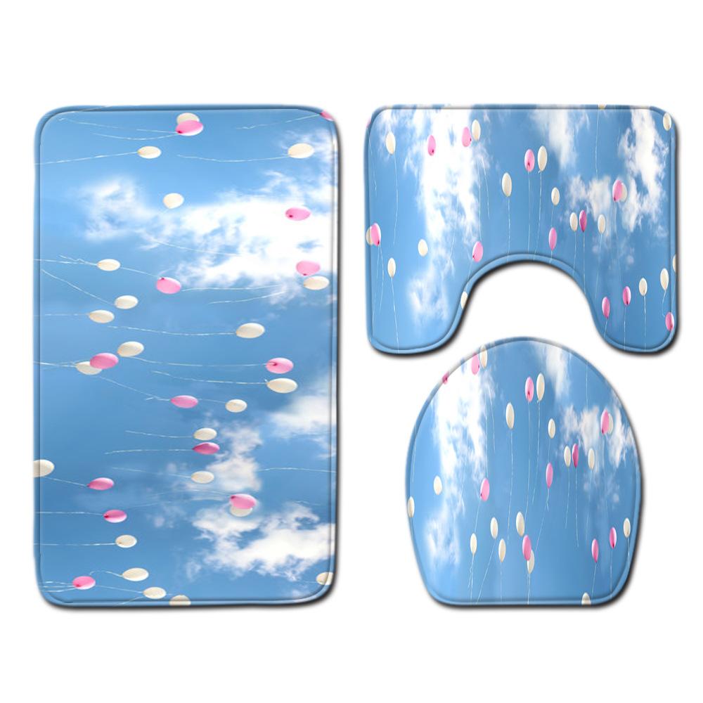 Small Fresh Bathroom Toilet Three-Piece Floor Mat Kitchen Non-Slip Door Mat Bedroom Carpet