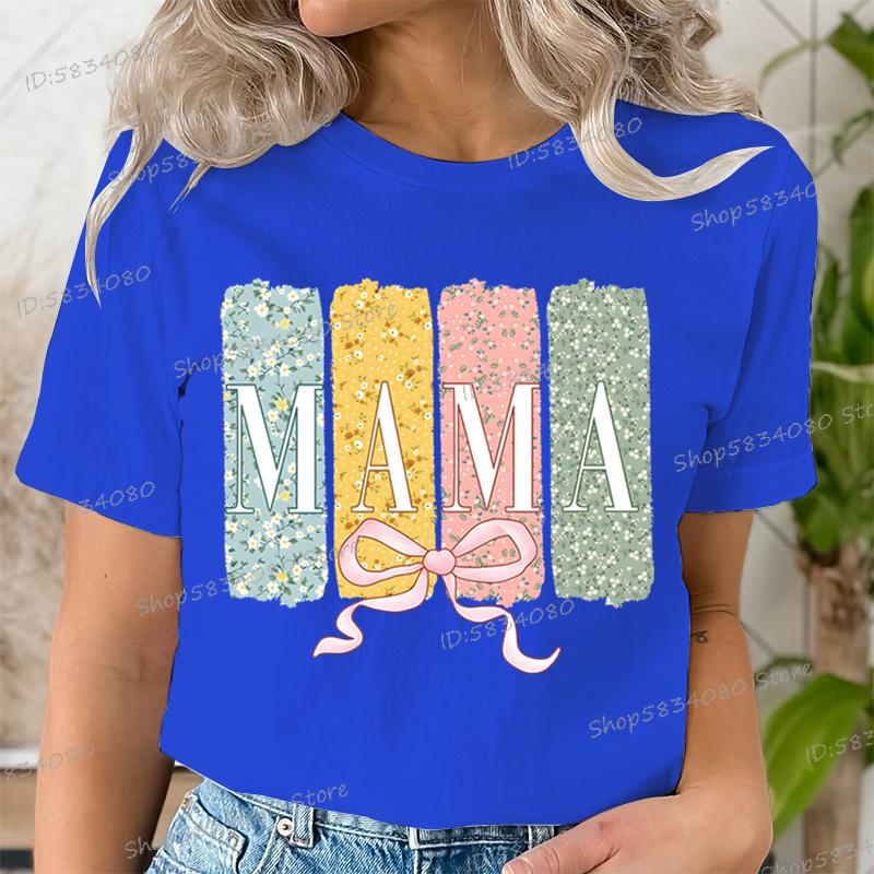 Floral Mama Coquette Bow Tshirt Mothers Day Fashion Casual Tops Boho Mama Shirt Design Floral Spring Gift for Mom Funny T Shirt