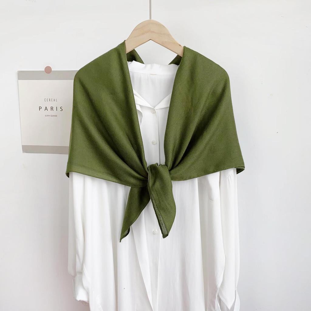 Ethnic Style Solid Color Silk and Cotton-Linen Scarf for Women - Versatile Summer Shawl for Air-Conditioned Rooms