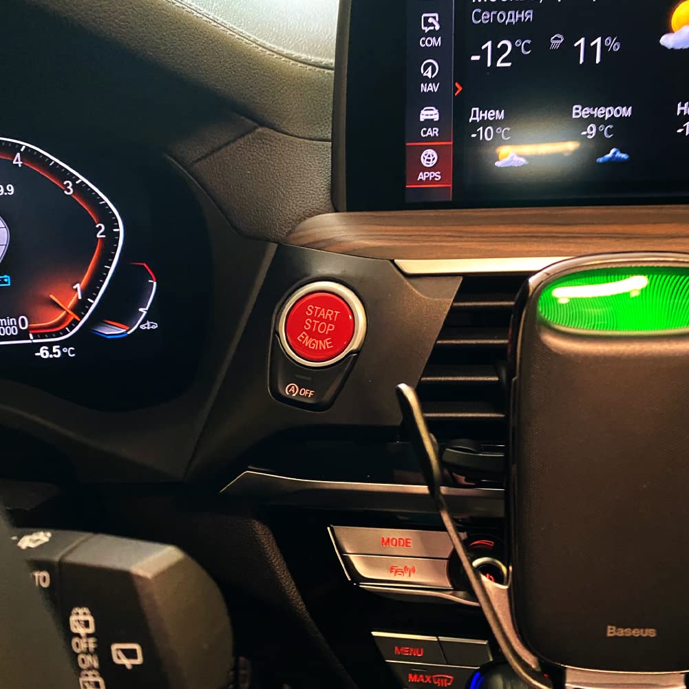 Angelguoguo Red Car Start Stop Engine Switch Button Cover Replacement for BMW 5 Series G30 / 6 Series GT G32 / X3 G01 / X4 G02