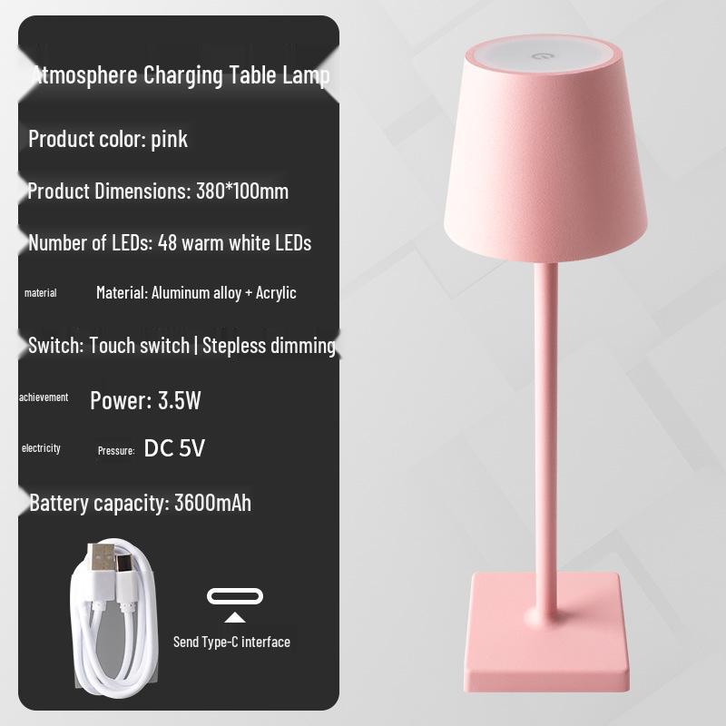 Rechargeable Touch Dimming Table Lamp - Decorative for Dining, Cafe & Bedside Night Light.