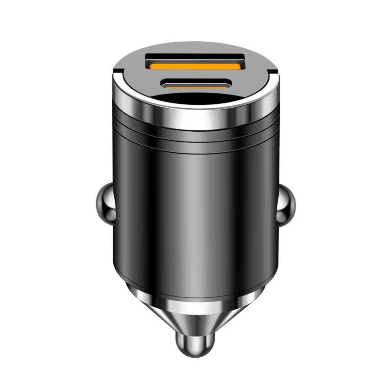 Compact Alloy Type-C Car Charger with Hidden Pull Ring - Fast Charging