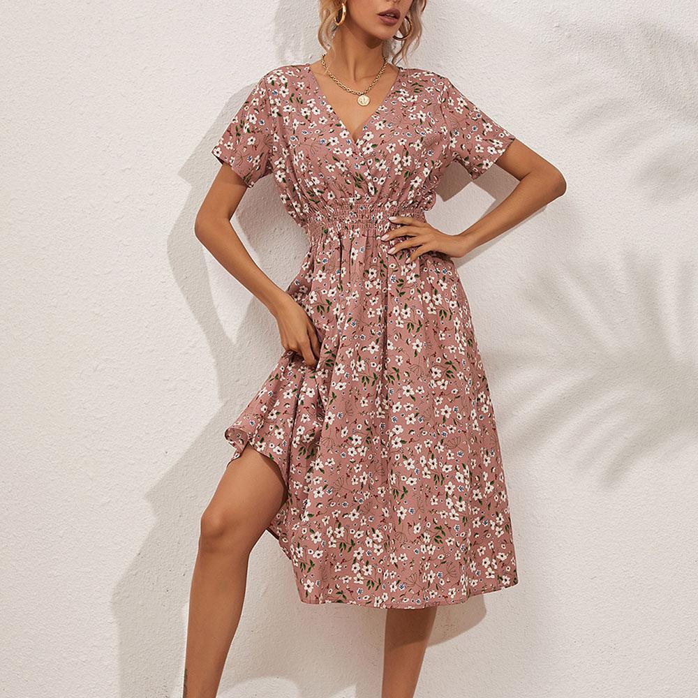 

Летняя сексуальная стильная женская модная одежда Длинные цветочные платья Юбки Уличная одежда M розовый