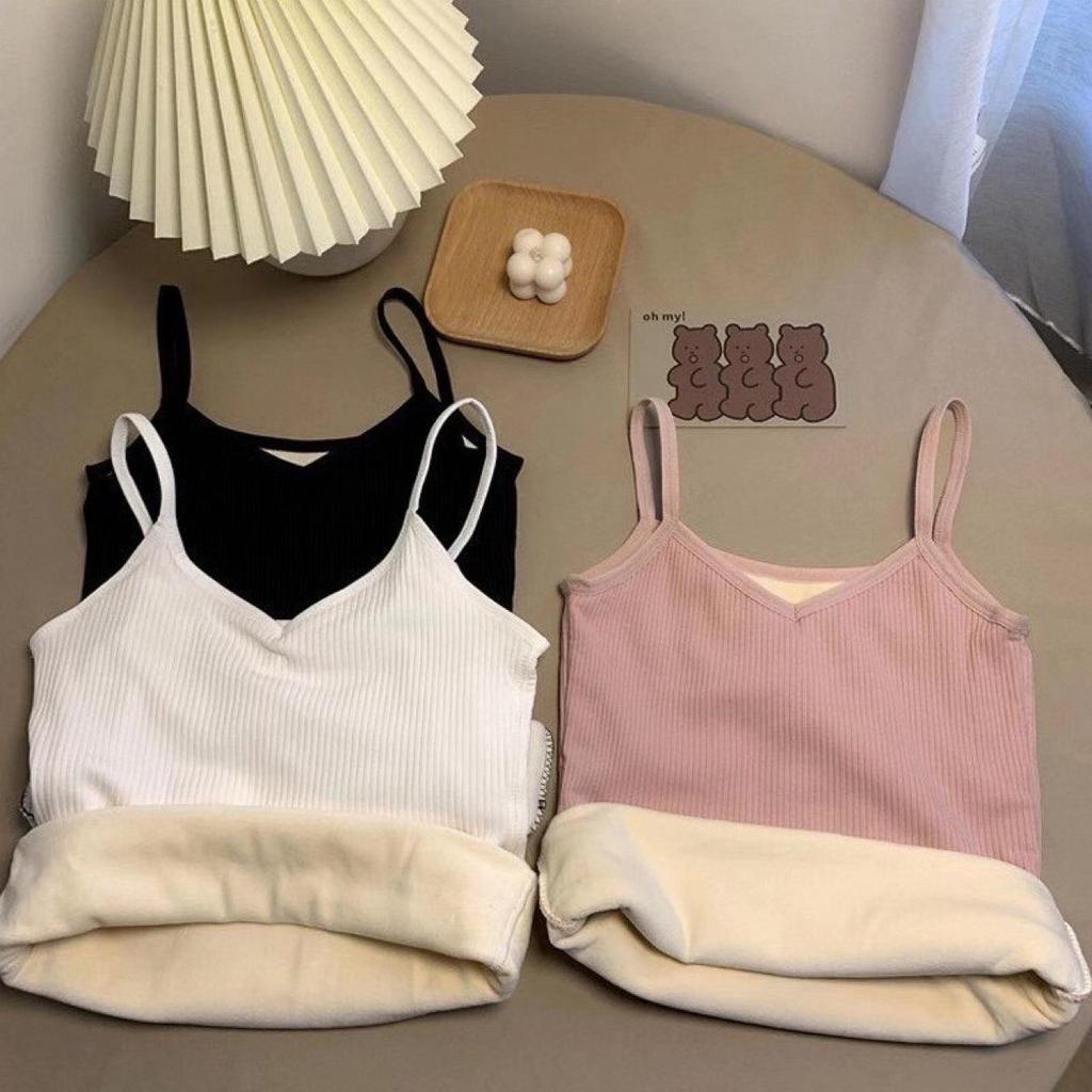 Korean Style Women's Velvet Thickened Self-Heating Camisole - Slimming Winter Base Layer
