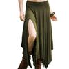 Women's Casual High Waist Beach Skirt Elastic Waistband Irregular Hem Midi Skirt Summer Fashion Solid Color Comfortable Soft Fabric