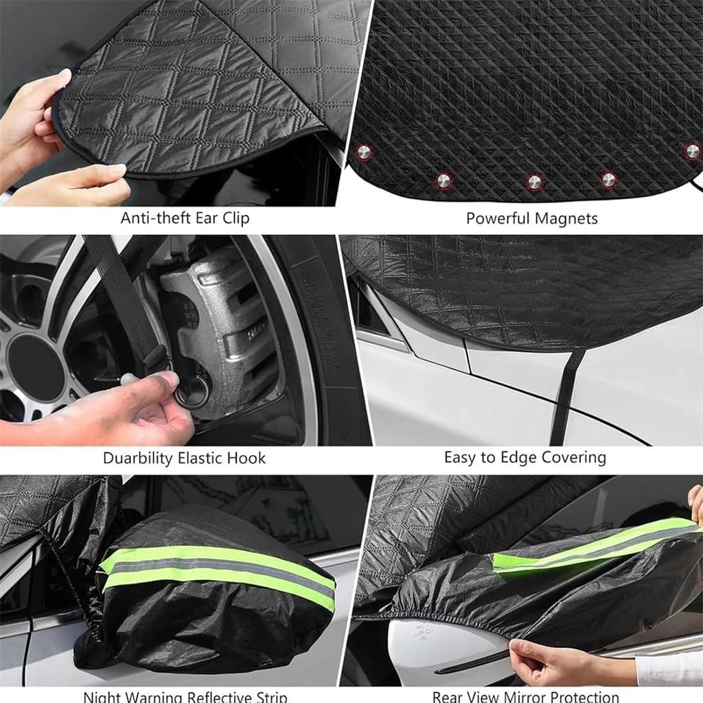 UGSHY Car Half Car Cover Sunshade, Windshield Hood Front Window All- Frostproof Car Cloth, Outdoor Foldable Protective Co