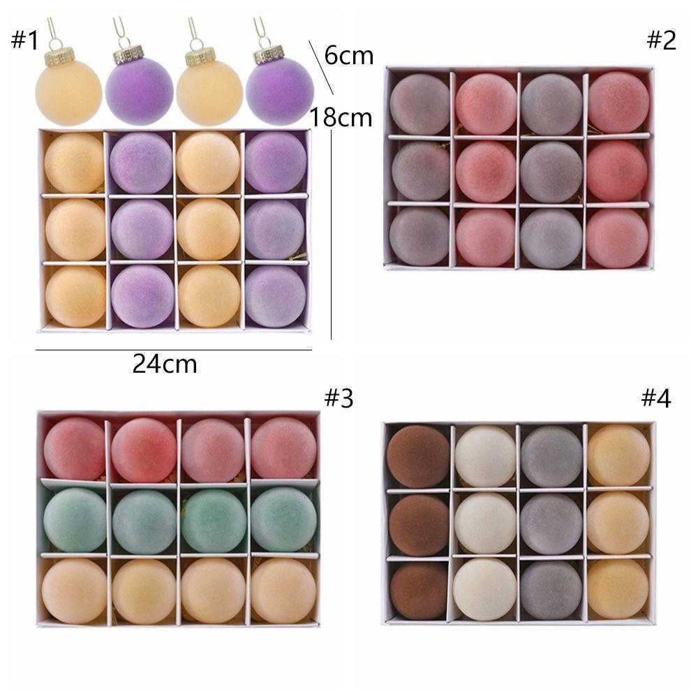 12pcs 6cm Flocked Christmas Balls Ornament Festival PET Christmas Ball Pendant Round Reusable Xmas Tree Hanging Decoration