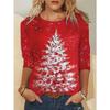 Christmas Theme Snowman 3D Print O-Neck Long Sleeve T-Shirt Fashion Women Clothing Casual Y2k Clothes Harajuku