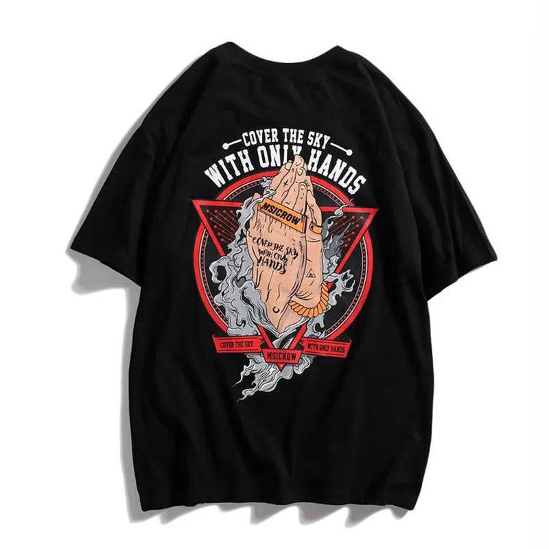 

Мужские футболки High Street, повседневные рубашки большого размера с круглым вырезом и короткими рукавами, летние мягкие свободные топы, модные индивидуальные футболки в стиле Харадзюку M