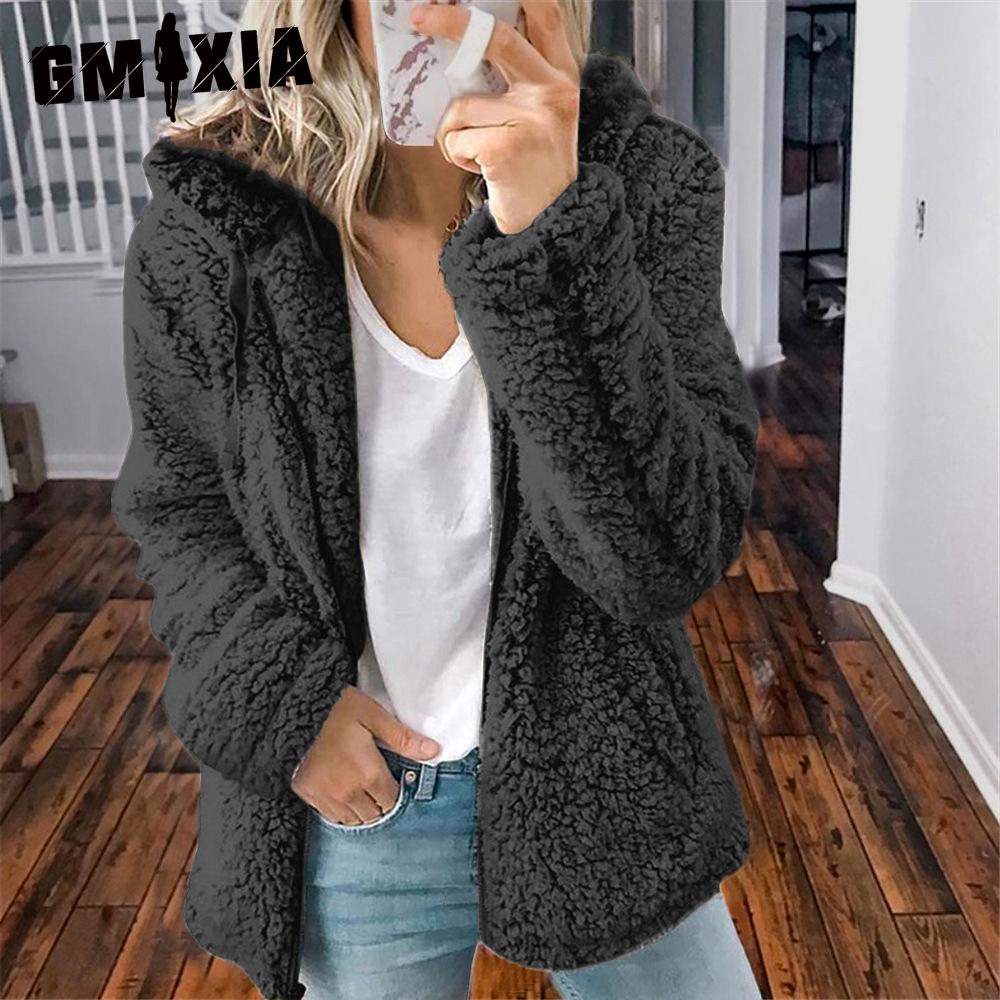 GMXIA Women's Vintage Casual lattice Print Autumn Winter Long Sleeve Hooded Jackets & Coats