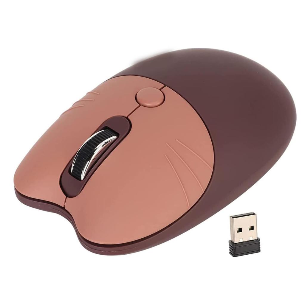 DIWOSHE Wireless Mouse with Cute Cat USB Medium Popular for Women and Compatible with and Brown Design, Wireless, Quiet, Battery-Operated, Optical,