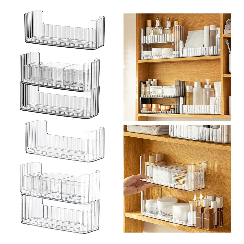 Upgrades Makeup Organizer Clear Cosmetic Storage Box Elegant Clear Makeup Holder Space Saving Makeup Storage for Vanity