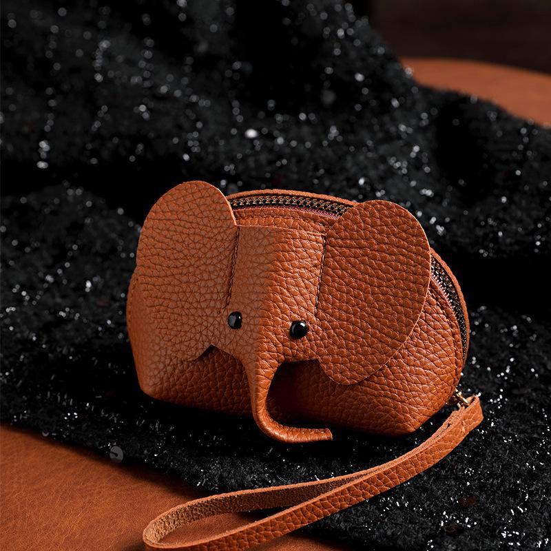 New Women's Elephant Coin Purse Keychain - Fashionable Card Holder & Lipstick Storage