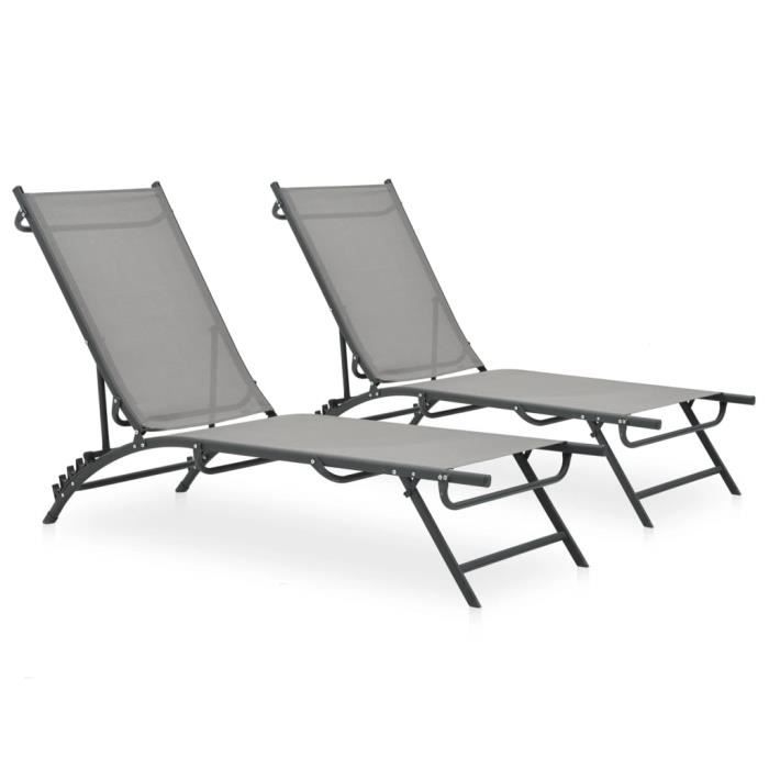 VidaXL Sun Loungers 2 Pcs Textilene and Steel
