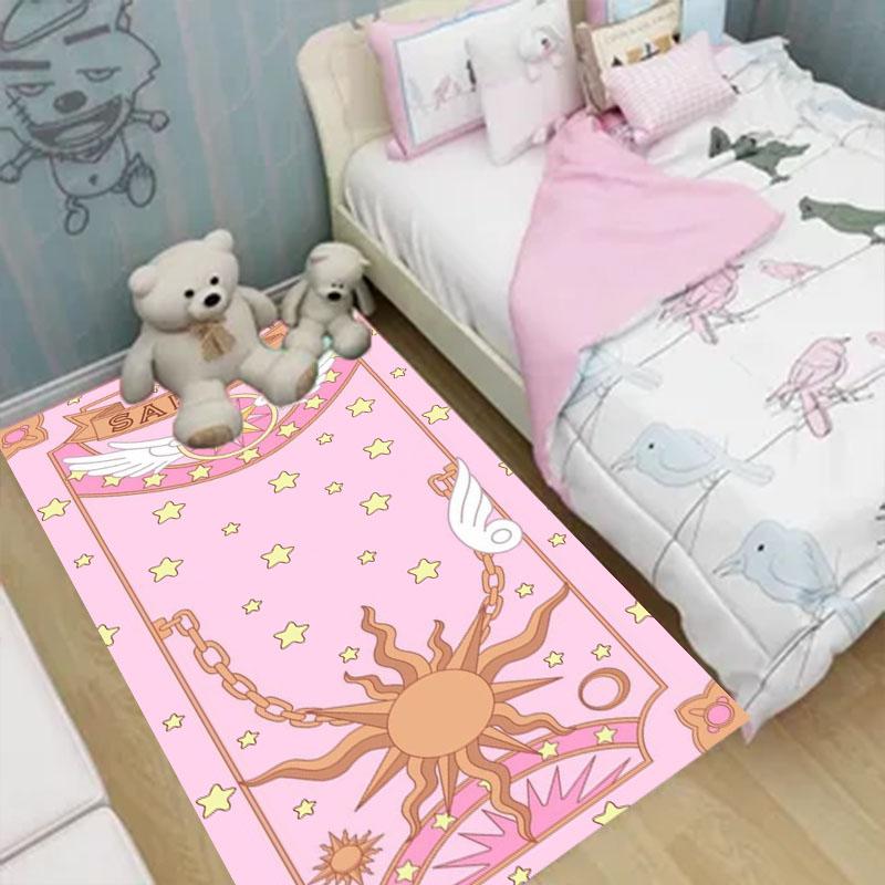 Kawaii Cardcaptor Sakura Area Rug Kids Carpets Tarot for Girls Home Living Room Rug Bedroom Sofa Doormat Floor Anti Slip Mats