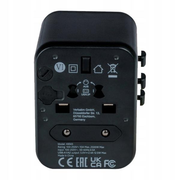 Adapter podróżny Verbatim UTA-01 globalny 2xUSB 12W