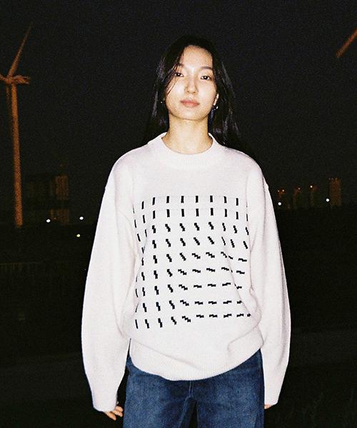Philovisnop Wool Logo Jacquard Knit_Ivory Ivory/Free