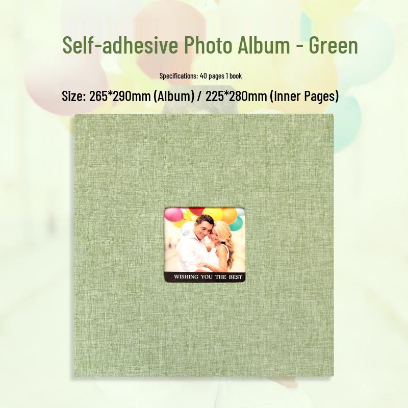

Self-Adhesive Photo Album: Large Capacity for Couples, Travel, Wedding & Polaroid Photos 40 pages зелений