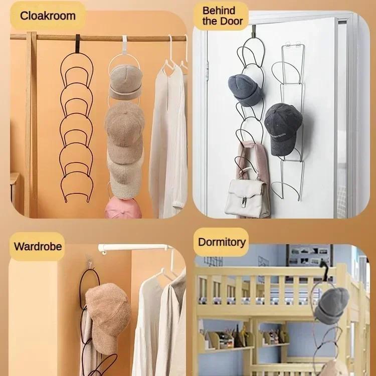 Storage Door Hanger Storage Rack for Closet Bedroom Storage Hat Rack Hook Scarf Bag Baseball Cap Rack Organizer