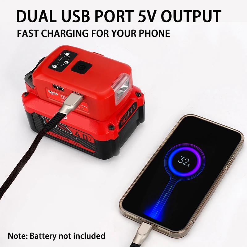 Battery Adapter for Craftsman/for Black Decker 14.4v-20v Li-ion Battery with Dual USB Work Light