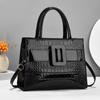 Stylish Crocodile Pattern Soft Leather Handbag For Women With Versatile Colors And Mid-soft Structure