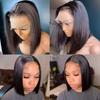 European American Wigs Women's Short Straight Hair Middle Split Black Bobble Head Set Wig Headgear
