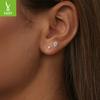 Simple Sparkling Mozzarella Diamond Stud Earrings, Classic Sparkling Four-Claw Inlaid 925 Sterling Silver Stud Earrings.