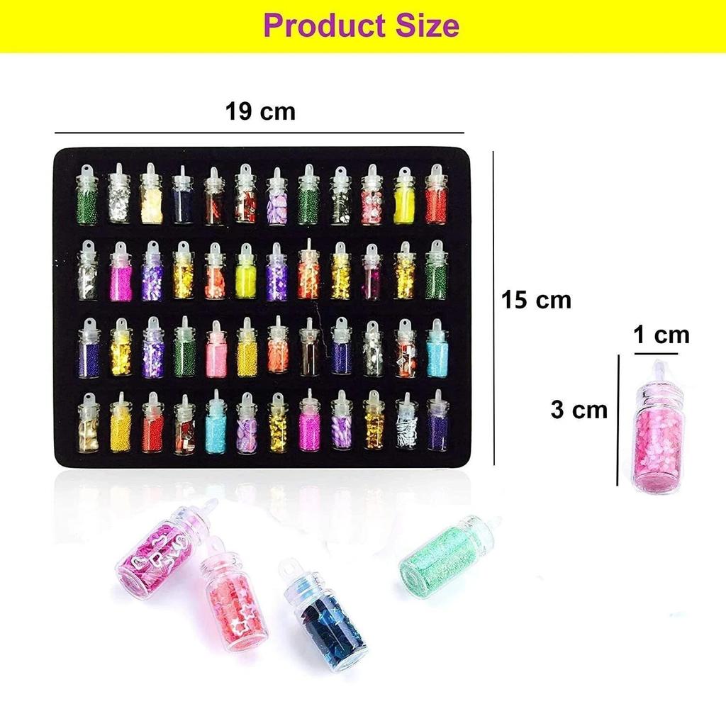 SYGA Acrylic 3D Glitter Powder Manicure Nail Stickers Set of 48 (Multicolour)