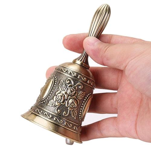 ESJNNK Hand Bell, Dinner Bell, Rose Pattern, Retro Dinner Bell, Call Bell, Table Bell, Hand-Mounted Bell, Metal, Retro Style, Restaurant Supplies, Sto