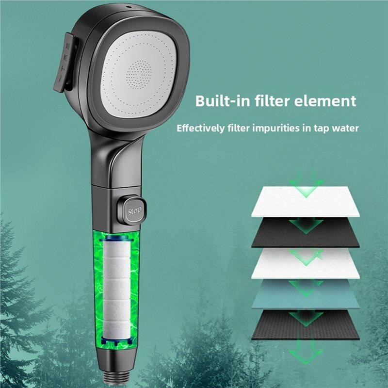 ABBP-High-Pressure Gun Gray Shower Head 3 Modes Shower Head Energy Saving & Water Saving