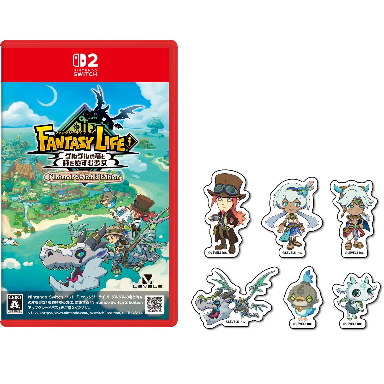 

Fantasy Life Дракон и Девушка, крадущая время Nintendo Switch 2 Набор из 6 наклеек с сюжетными персонажами в комплекте i -Switch2 и [Бонус]