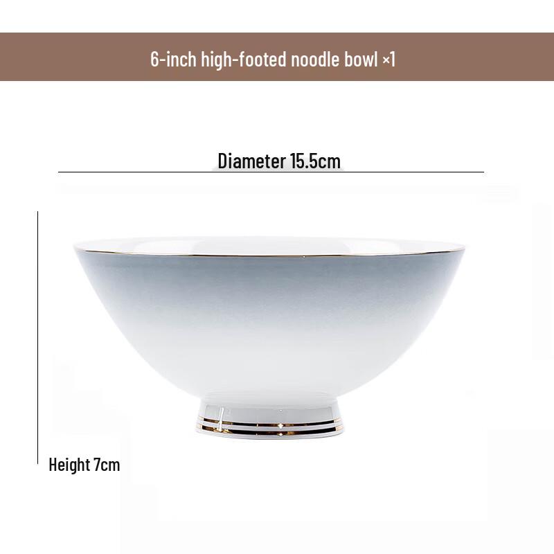Jingdezhen Nordic Ceramic Dinnerware - Gradient Gray 6-inch Bowl