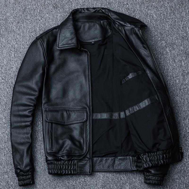 PU Leather Jacket Men's Flight Suit Lapel Leather Jacket New Large Size Jacket