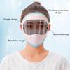 UV Protection Black White Double Lenses Full Face Sunscreen Mask Cool Breathable Thin Ice Silk Mask Outdoor Riding Goggles Mask