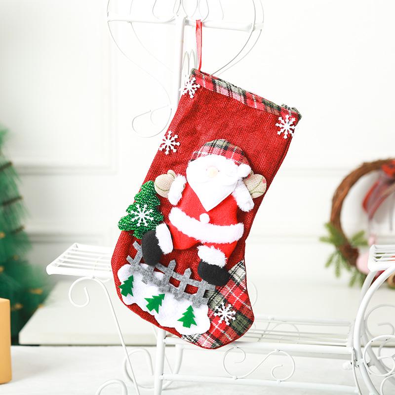 

Large Christmas Gift Bag with Santa & Snowman - Stocking Stuffer & Apple Decoration