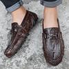 Men Casual Shoes Genuine Leather Crocodile Style Luxury Brand Mens Loafers Moccasins Slip on Black Driving Shoes Plus Size 38-47