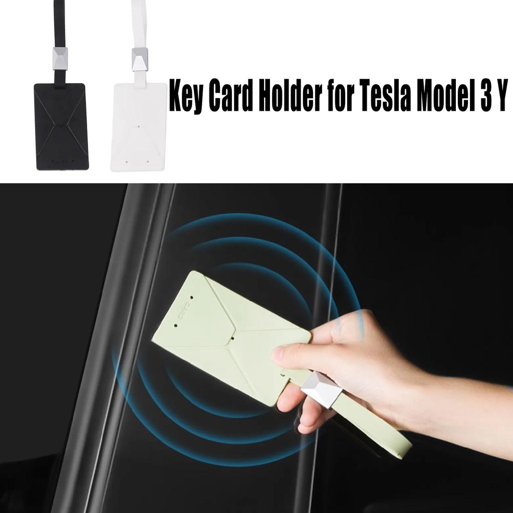 Key Card Holder for Tesla Model 3 Y Car Key Card Protector Cover Auto Interior Accessories TPE Soft Rubber Key Case Keychain