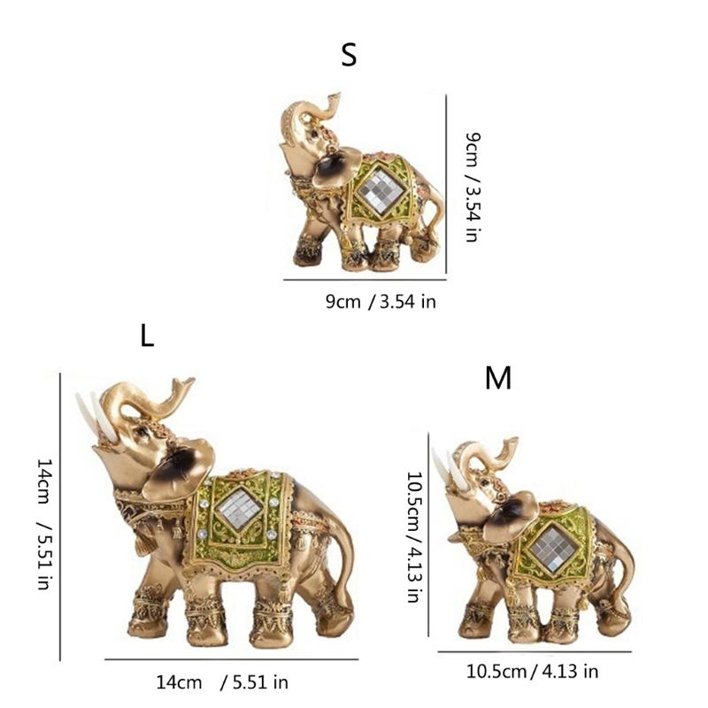 Feng Shui Elephant Statue Elephant Figurine For Wealth Fortune Home Office Decoration Resin Sculpture Gift Collection