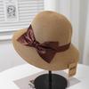 Bow dome straw hat women's summer seaside vacation beach sun hat foldable sun hat