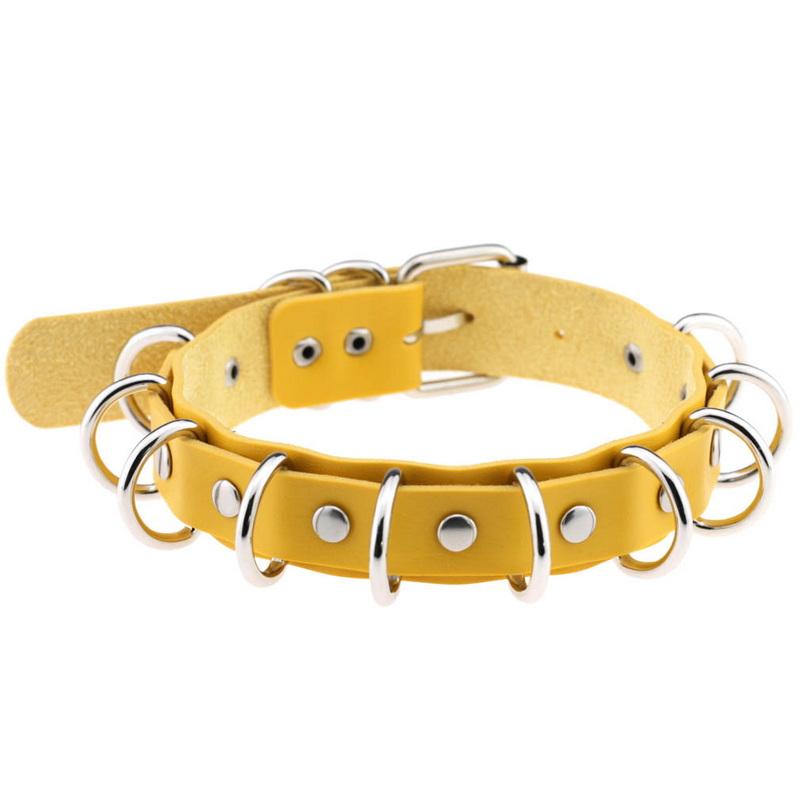PU kožený gotický náhrdelník obojok Sexy špica okrúhly prsteň Kľúčna kosť Punk Rock Retiazka Choker Opasok Nastaviteľný golier Choker Cosplayer Halloween doplnok