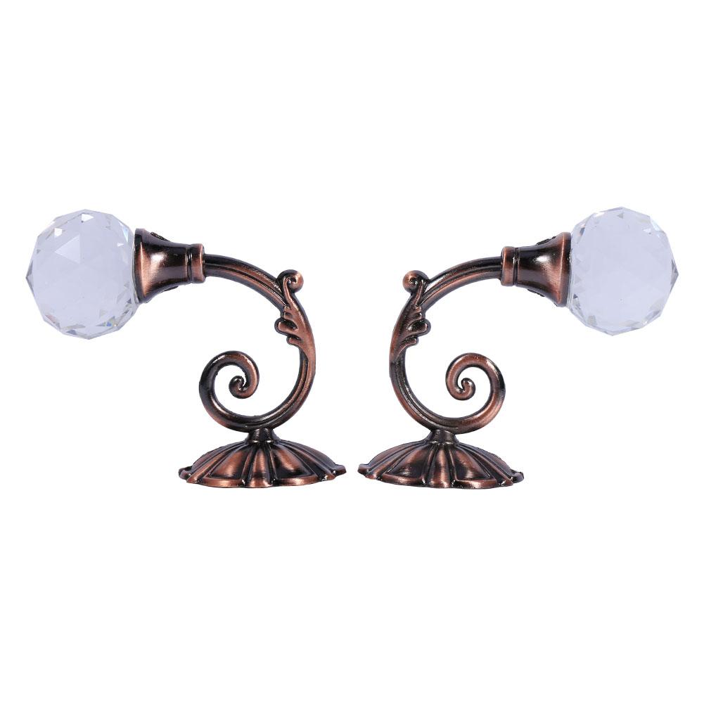 2x Metall Kristallglas Vorhanghalter Wand Fenster Drapierung Raffhaken Aufhänger Rotbronze
