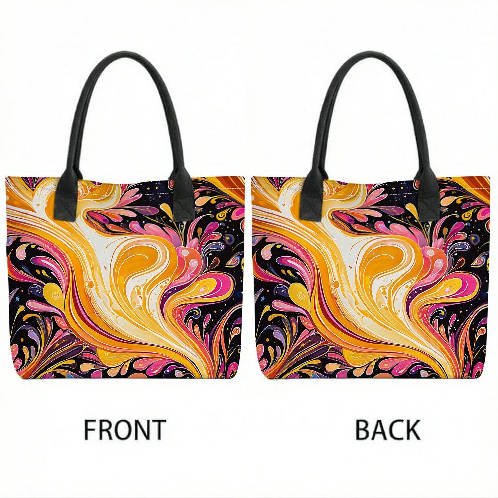 Colorful Swirl Print Large Tote Bag Casual Shoulder Handbag for Daily Use