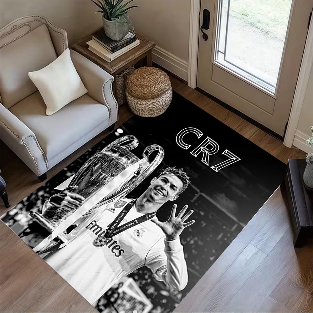 Portugal's Cristiano Ronaldo Area Rug Perfect for Playrooms Foyer Outdoor Decorate Room Antislip Carpet Office Home Decor Best for Christmas