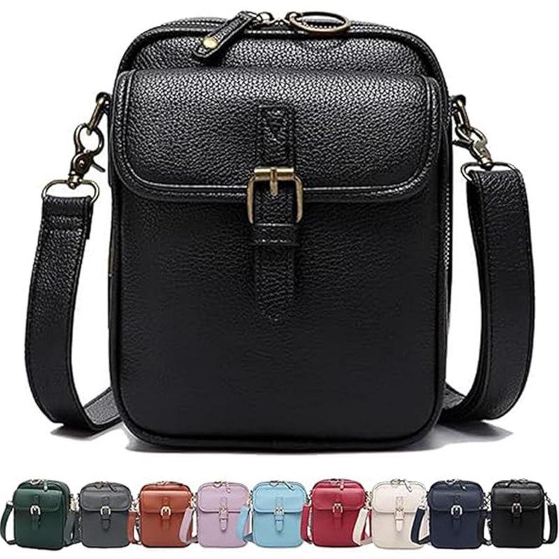 

Винтажная сумка-мессенджер унисекс через плечо с пряжкой 16x7x20 cm чёрный