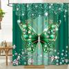 4Pcs Bathroom Shower Curtain Set Butterfly   Bathroom Curtain With 12 Hooks Non Slip Rugs Toilet Cover Mat Bathroom Partition