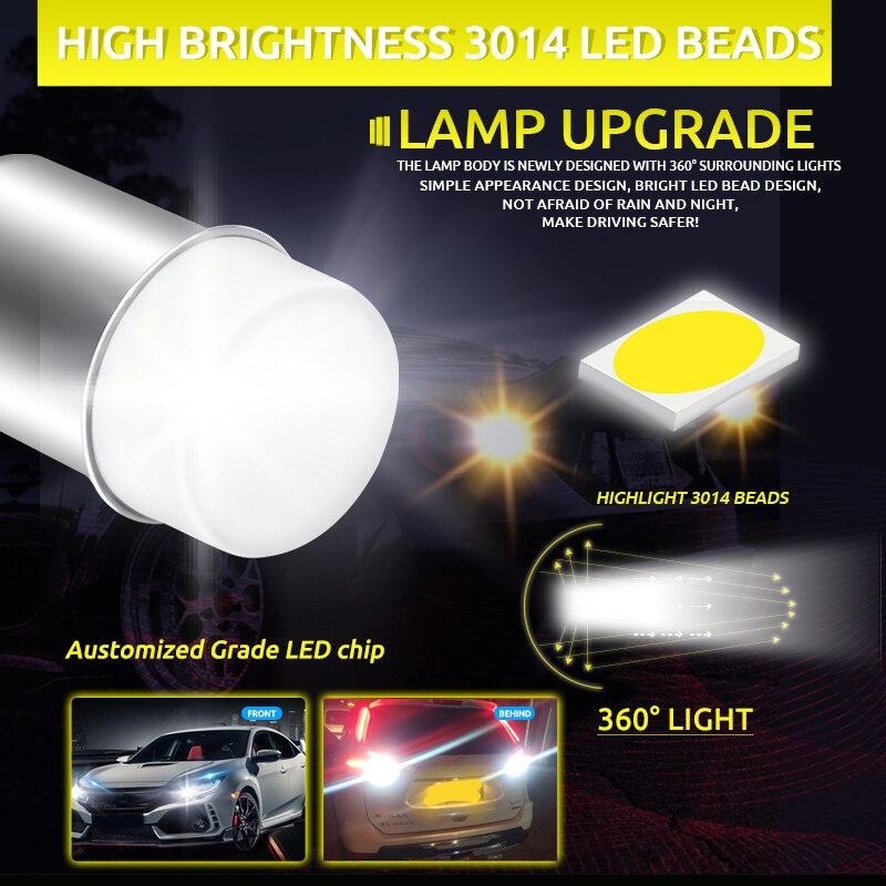2-20 PCS P21W 1156 BA15S 1157 BAY15D LED Bulbs For Turn Signal Parking Backup Lights 800LM 12V 3014-9SMD 6500K White Red Yellow