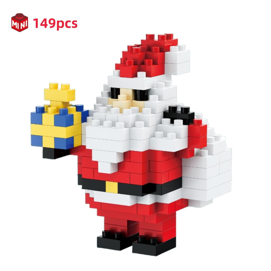 Children Festive Christmas Mini Gift Micro Building Blocks 3D Snowman Santa Claus Tree Decor Model Toy For Kids