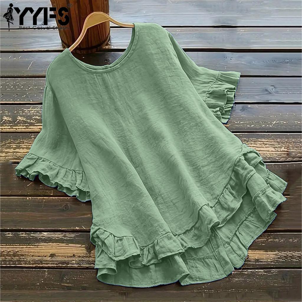 YYFS Women's Fashion Casual Summer Spring Solid Color Print Short Sleeve O-Neck Blouses & Shirts